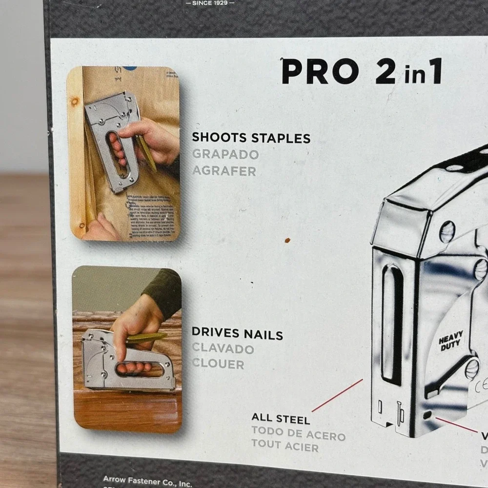 Arrow T50PBN Pro 2 in 1 Heavy Duty Staple Gun and Brad Nailer Chrome Finish